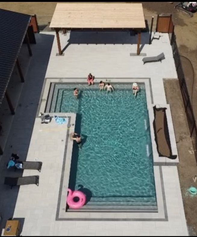 Backyard with pool from above
