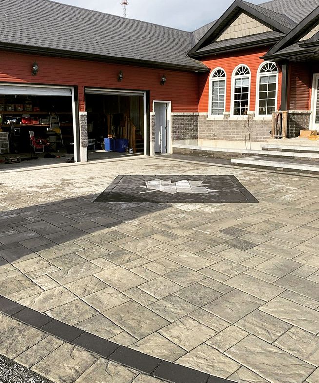 New driveway with maple leaf