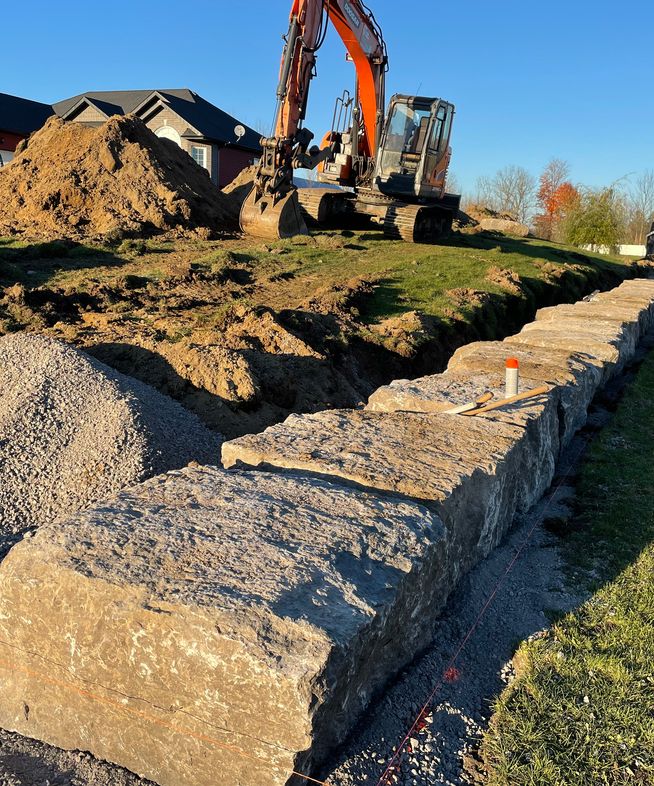 Construction on a retaining wall